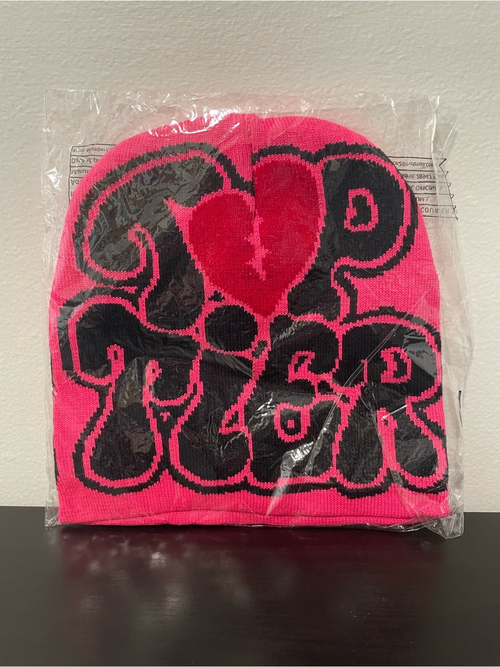 Top Tier Beanie NEW SEALED Pink Heart Hat Unisex Knit Y2K Hip Hop